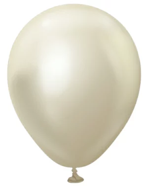 Lateksballonger (25stk): Hvit Gull Krom - 13cm