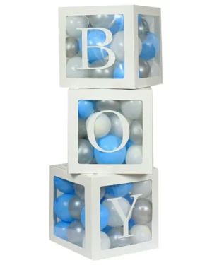 Bokstavbokser: "Boy" - Hvit