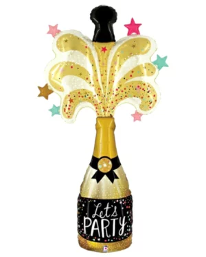 Folieballonger: "Lets Party" Champagne - Gull, Svart, Rosa, Grønn - 150cm