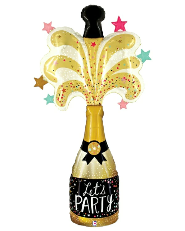 Folieballonger: "Lets Party" Champagne - Gull, Svart, Rosa, Grønn - 150cm