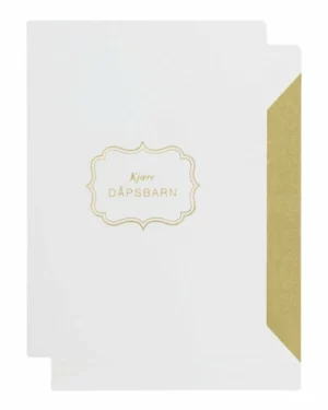 Kort: "Kjære dåpsbarn" - A6 - Hvit, Gull