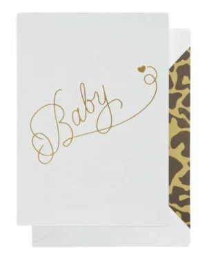 Kort: "Baby Gold Heart" - A6 - Hvit, Gull