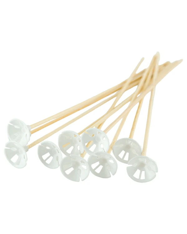 Ballongpinner / Cups & Sticks: Biosticks bamboo - Hvit
