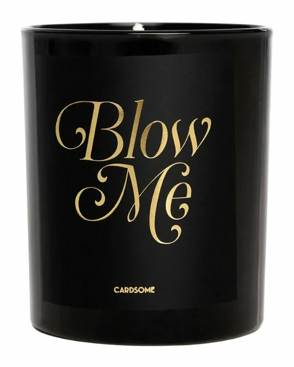 Stearinlys: "BLOW ME" - Svart, Gull -185g