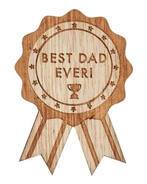 Merke: "Best Dad Ever" - Brun - 8cm x 6cm
