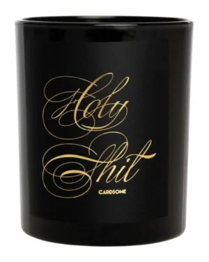 Stearinlys: "HOLY SHIT" - Svart, Gull -185g