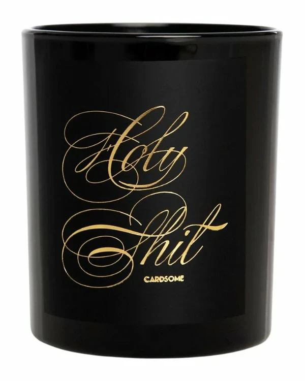 Stearinlys: "HOLY SHIT" - Svart, Gull -185g