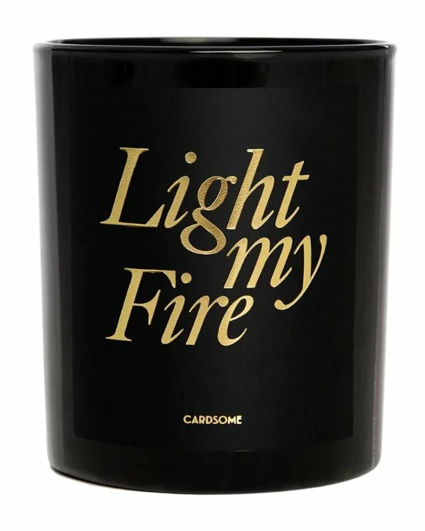 Stearinlys: "LIGHT MY FIRE" - Svart, Gull -185g