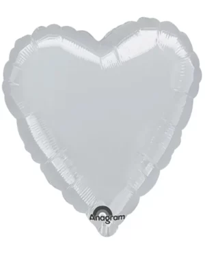 Folieballong: Hjerte - Sølv - 81cm