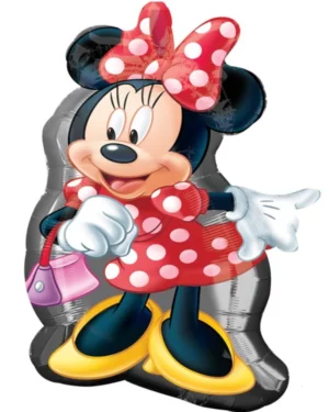 Folieballong: Minnie Mus - Svart & Rød - 81cm