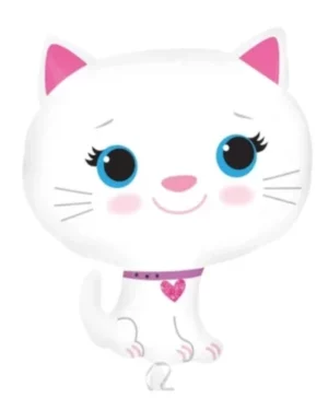 Folieballong: Katt - Hvit - 51cm