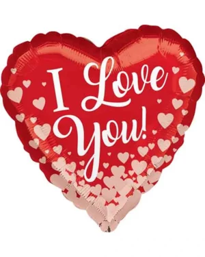 Folieballong: "I love you!" - Hjerte - Rød - 43cm