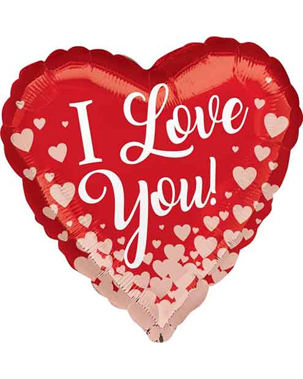 Folieballong: "I love you!" - Hjerte - Rød - 43cm