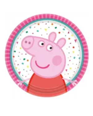 Tallerkener (8stk): Peppa Gris med Prikker - Fargerik - 18cm