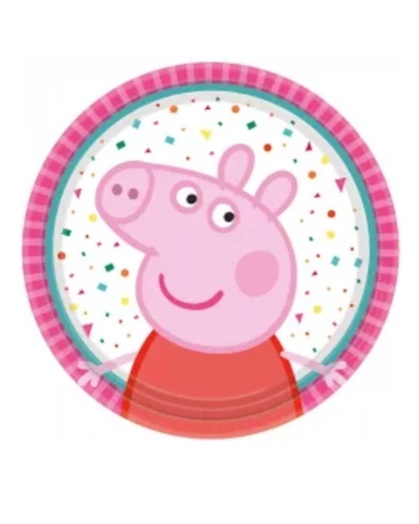 Tallerkener (8stk): Peppa Gris med Prikker - Fargerik - 18cm