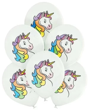 Lateksballonger (50stk): Enhjørning - Hvit - 30cm