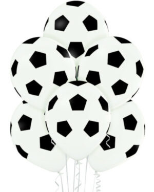 Lateksballonger (50stk): Fotball - Hvit og sort - 30cm
