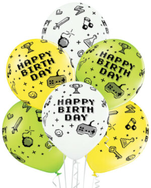 Lateksballonger (50stk): "Happy Birthday" & Gamerfest - Flere farger -  30cm