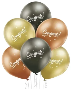 Lateksballonger (50stk): "Congrats!" - Glossy Mix - 30cm