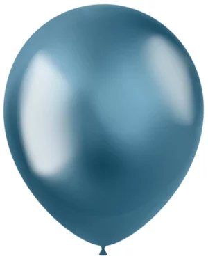 Lateksballonger (50stk): Intens Blå - Chrome - 33cm