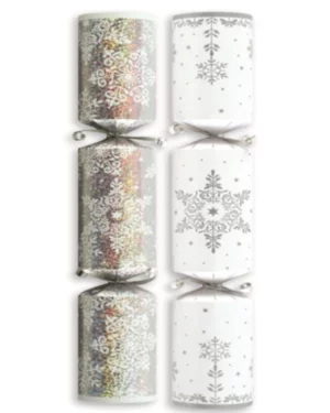 Partypopper / Cracker (8stk): Sølv & Hvit - 36cm