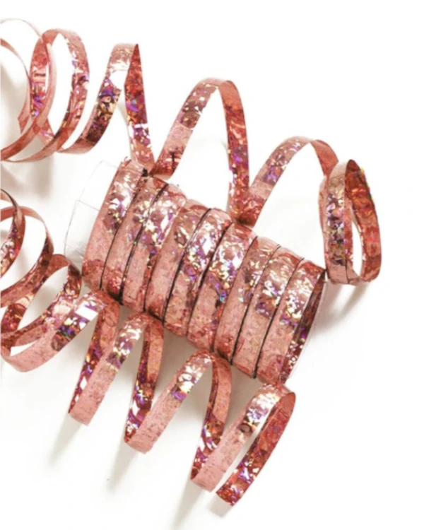 Serpentiner (10stk): Holografisk sirkler - Rosegull - 1,9m