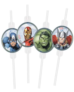 Sugerør (4stk): Avengers - 19,5 cm