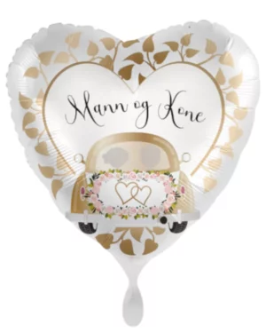 Folieballong: "Mann og kone" hjerte - Gull - 43cm