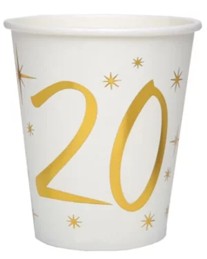 Kopper (10stk): "20" - Gull - 7,8 x 9,7cm