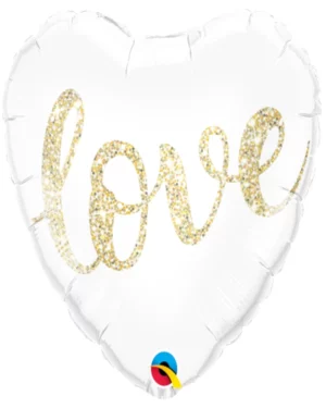 Folieballong: "love" - Hjerteformet - white - 46cm