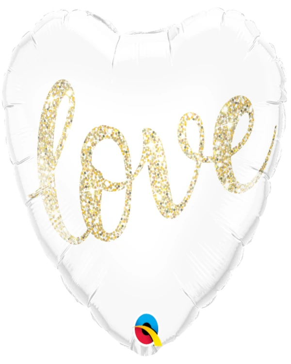 Folieballong: "love" - Hjerteformet - white - 46cm
