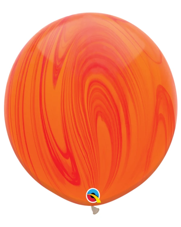 Lateksballonger (2stk): Marmorballonger - Rød & Oransje - 76cm