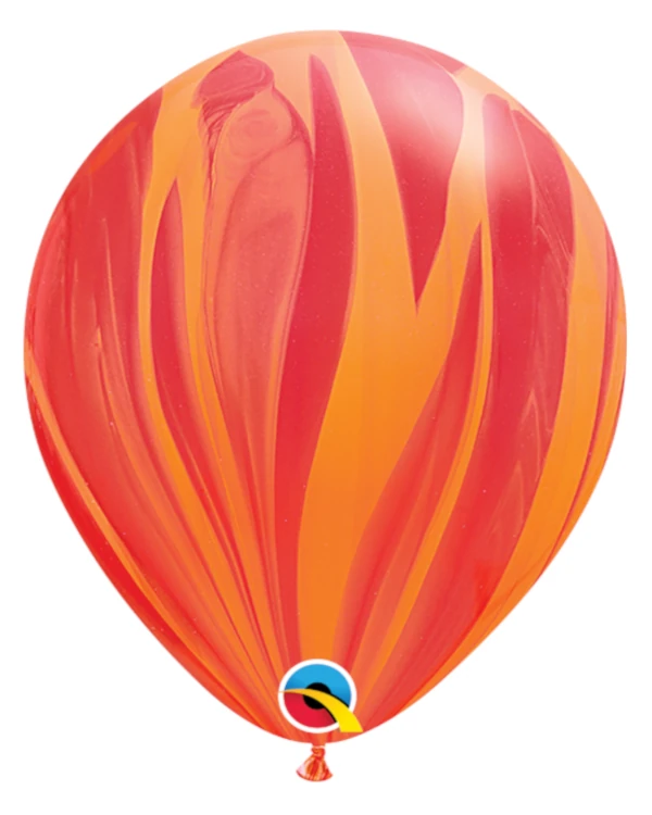 Lateksballonger (25stk): Marmorballonger - Rød & Oransje - 28cm
