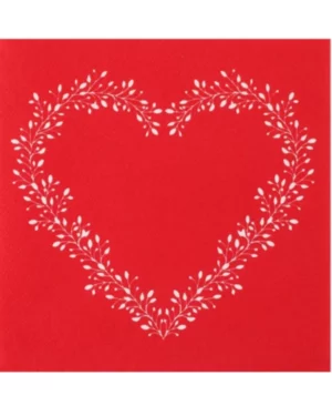 Servietter (12stk):  Airlaid (føles som tekstil) med hjerte - Rød - 40cm