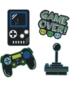 Klistremerker (4stk): "Game over" med hodeskaller