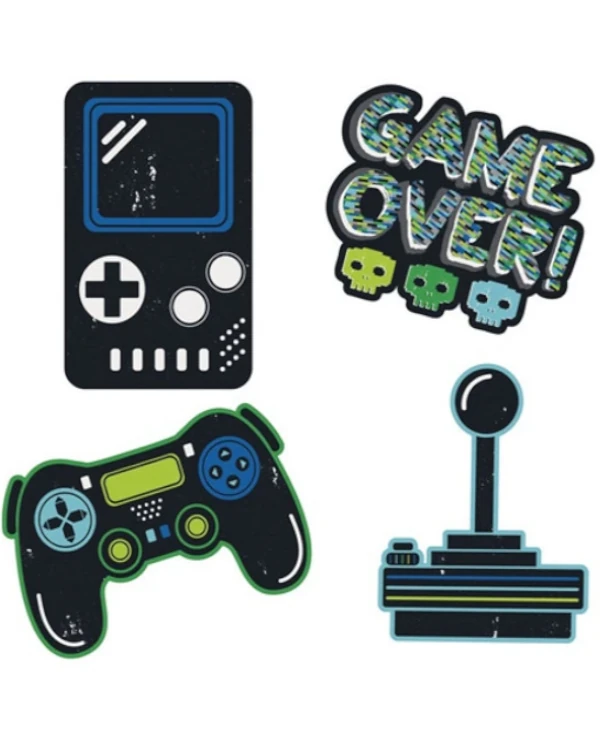 Klistremerker (4stk): "Game over" med hodeskaller