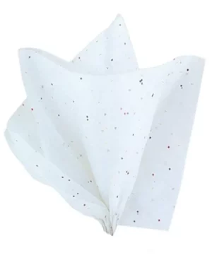 Silkepapir (5stk): Hvit med glitter - 51cm x 60cm