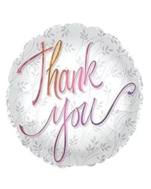 Folieballong: "Thank You" - Sirkel - Hvit - 43cm