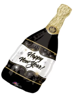 Folieballong: “Happy New Year” - Champagneflaske - 91cm