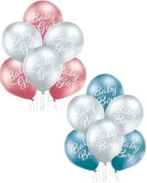 Lateksballonger (6stk): "Baby Boy/ girl" - Ulike farger - 30cm