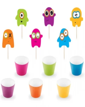 Kakepynt (6stk): Monster dekorasjon - 13cm