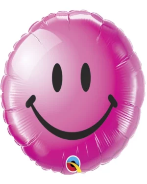 Folieballong: Smileyfjes - Rosa - 45cm